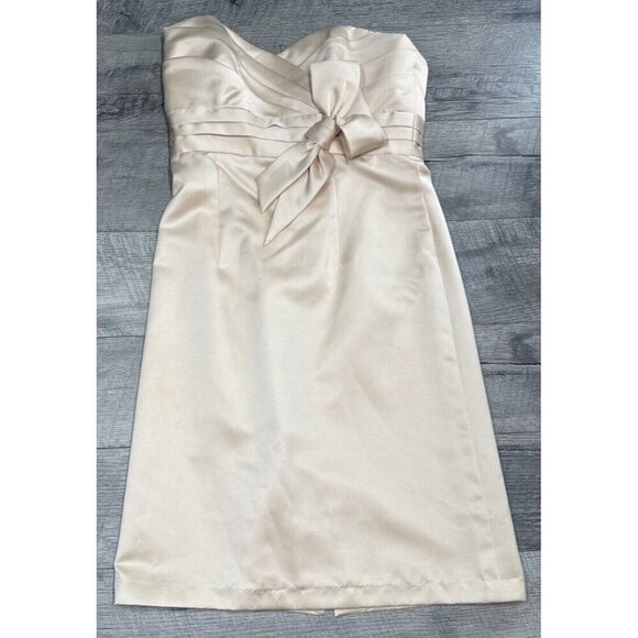 Alfred Angelo Dresses & Skirts - Alfred Angelo Strapless Dress Womens 10 Gold Bridesmaid Cocktail Mini Bow Lined